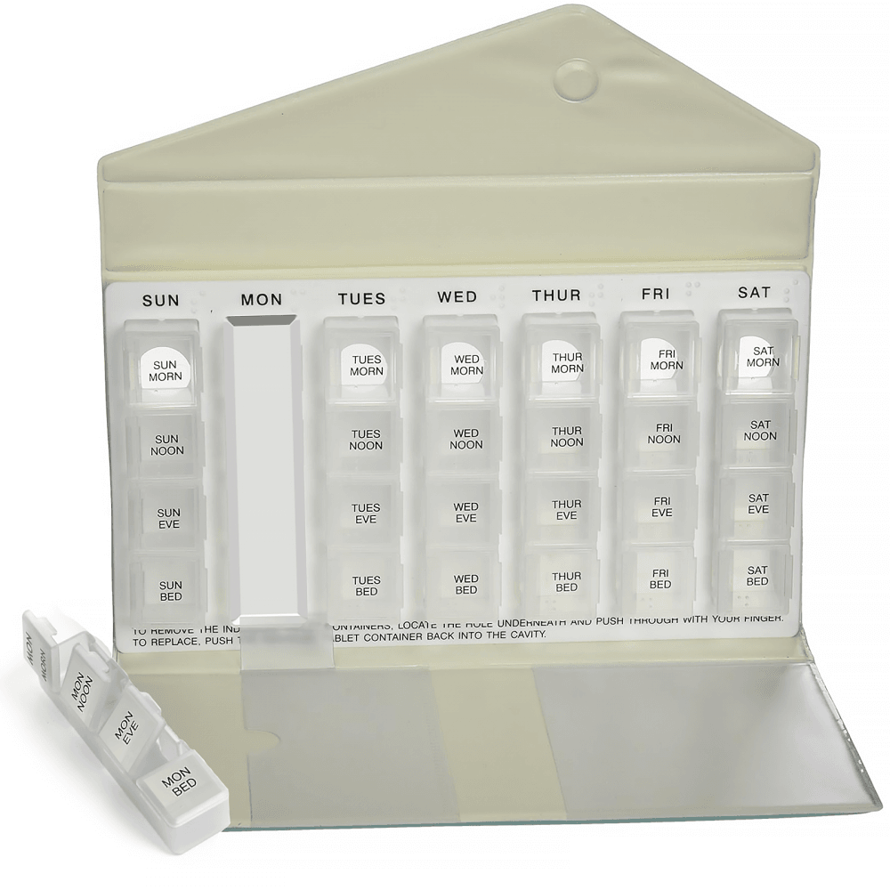 Week Day Pill Dispenser with 4 Daily Slots