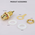 RCA Female Socket Two Pairs Black Red Chassis Mount