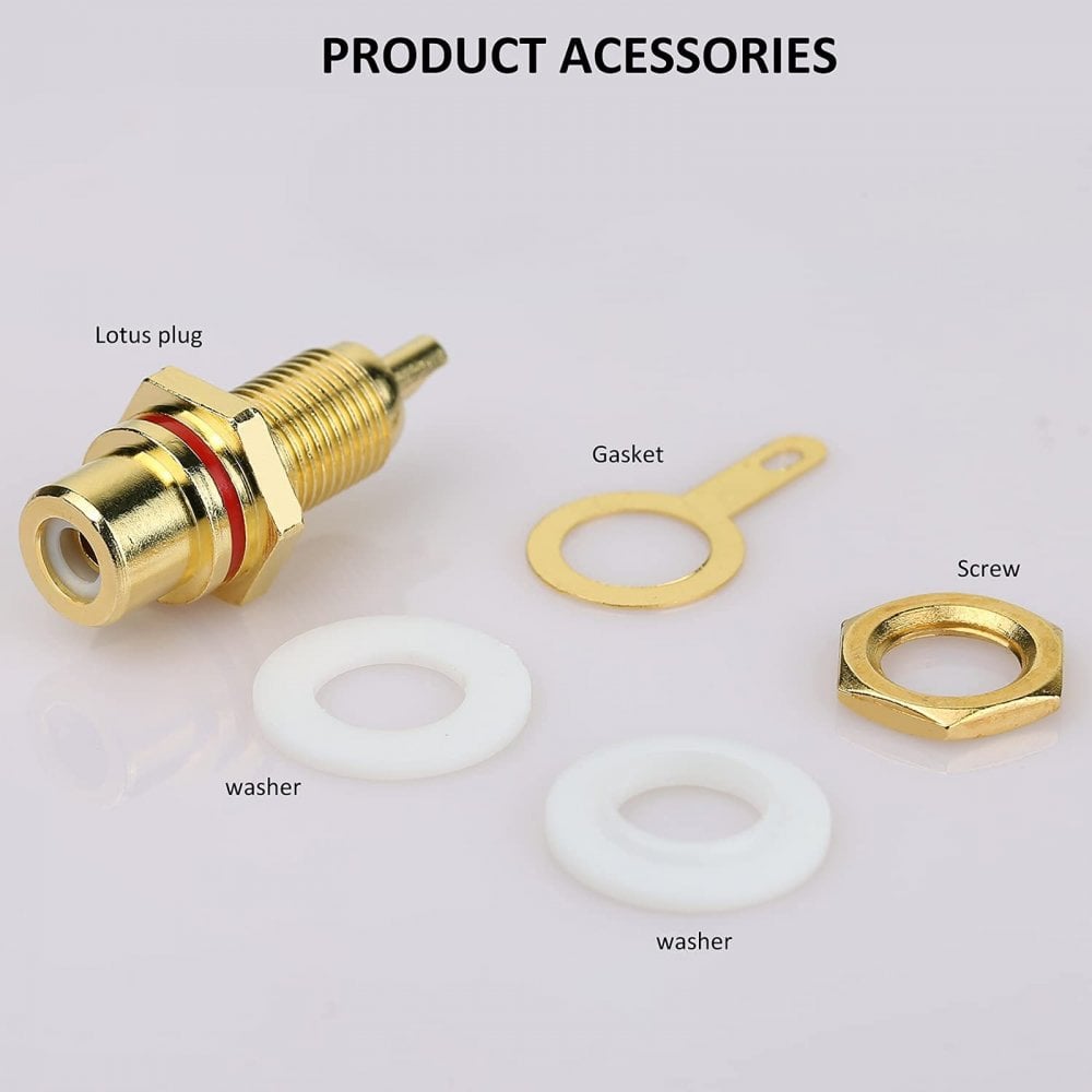 RCA Female Socket Two Pairs Black Red Chassis Mount