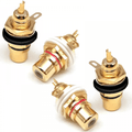 RCA Female Socket Two Pairs Black Red Chassis Mount