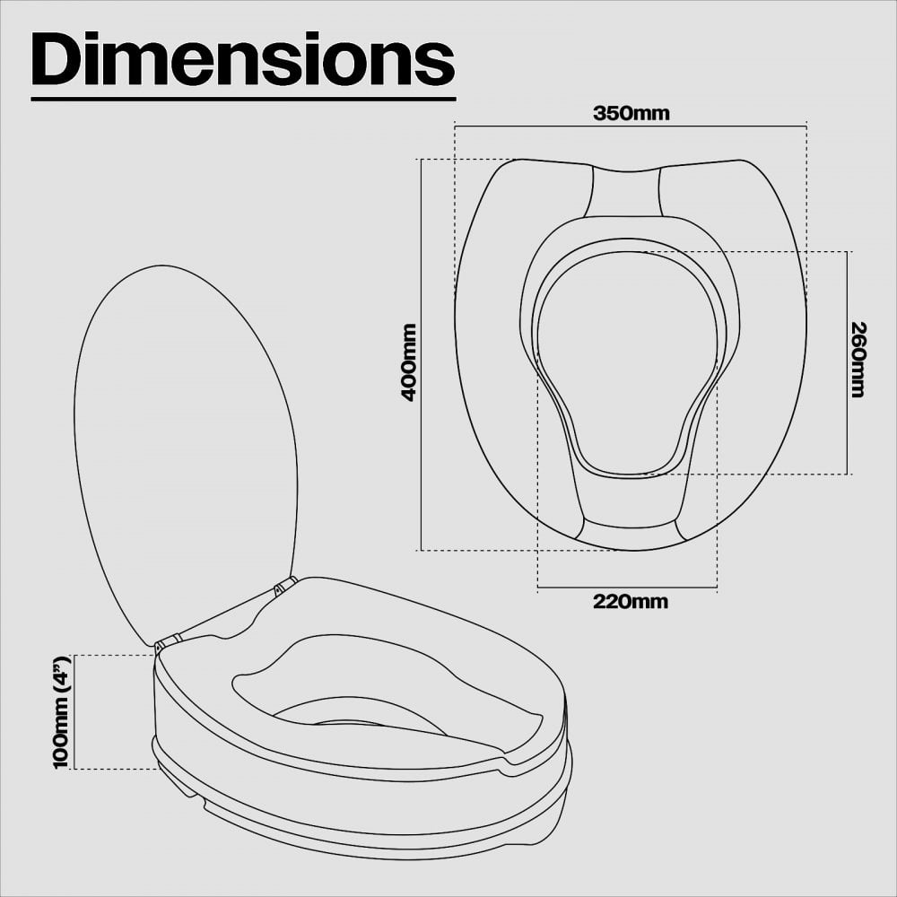4 Inch Senator Plastic Raised Toilet Seat TPR Padding
