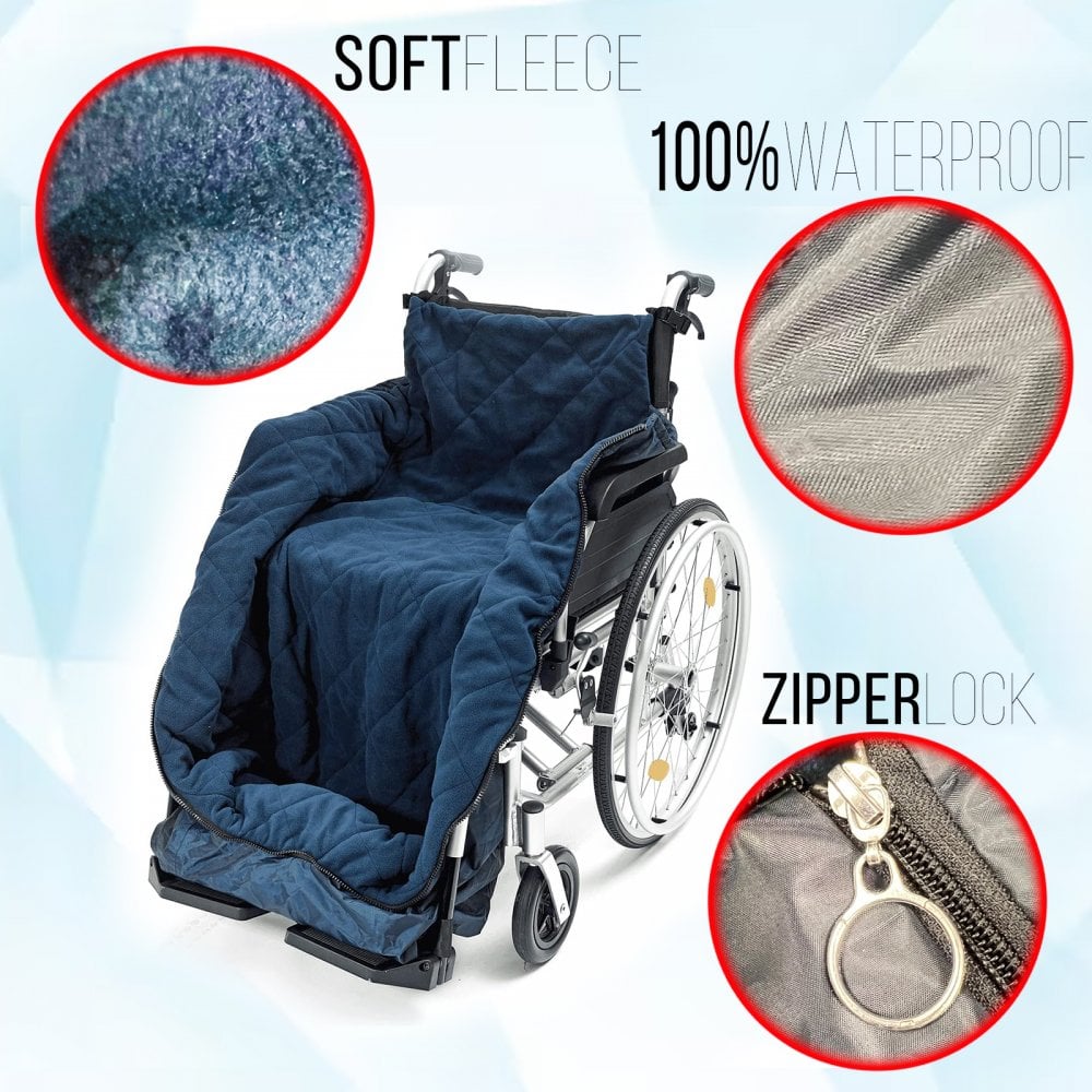 Wheelchair Cosy Fleece-Lined Navy Blue WaterProof Blank Fleece