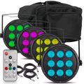 Par54 Quad Par Light Fixture Pack inc Remote, Leads & Case