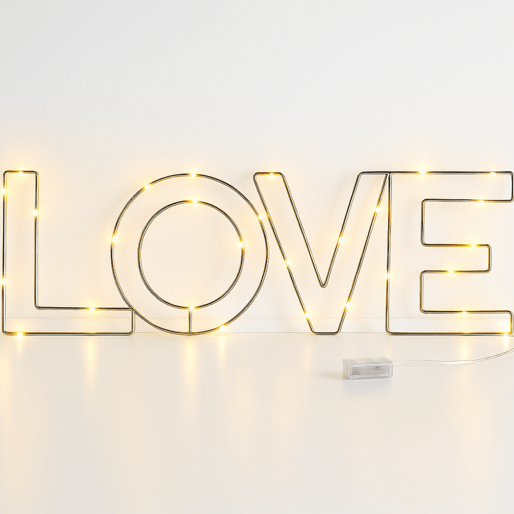 Warm White Love and Pink Butterfly LED Wire Frame Lights