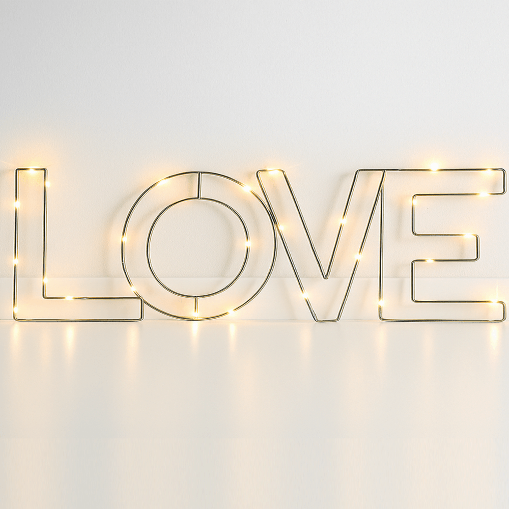 Warm White LED Wire Frame Lights - LOVE SIGN