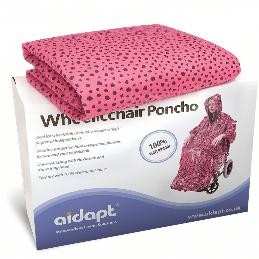 Wheelchair Rain Cover Warm Dry Poncho Waterproof Cape Hood Universal Pink