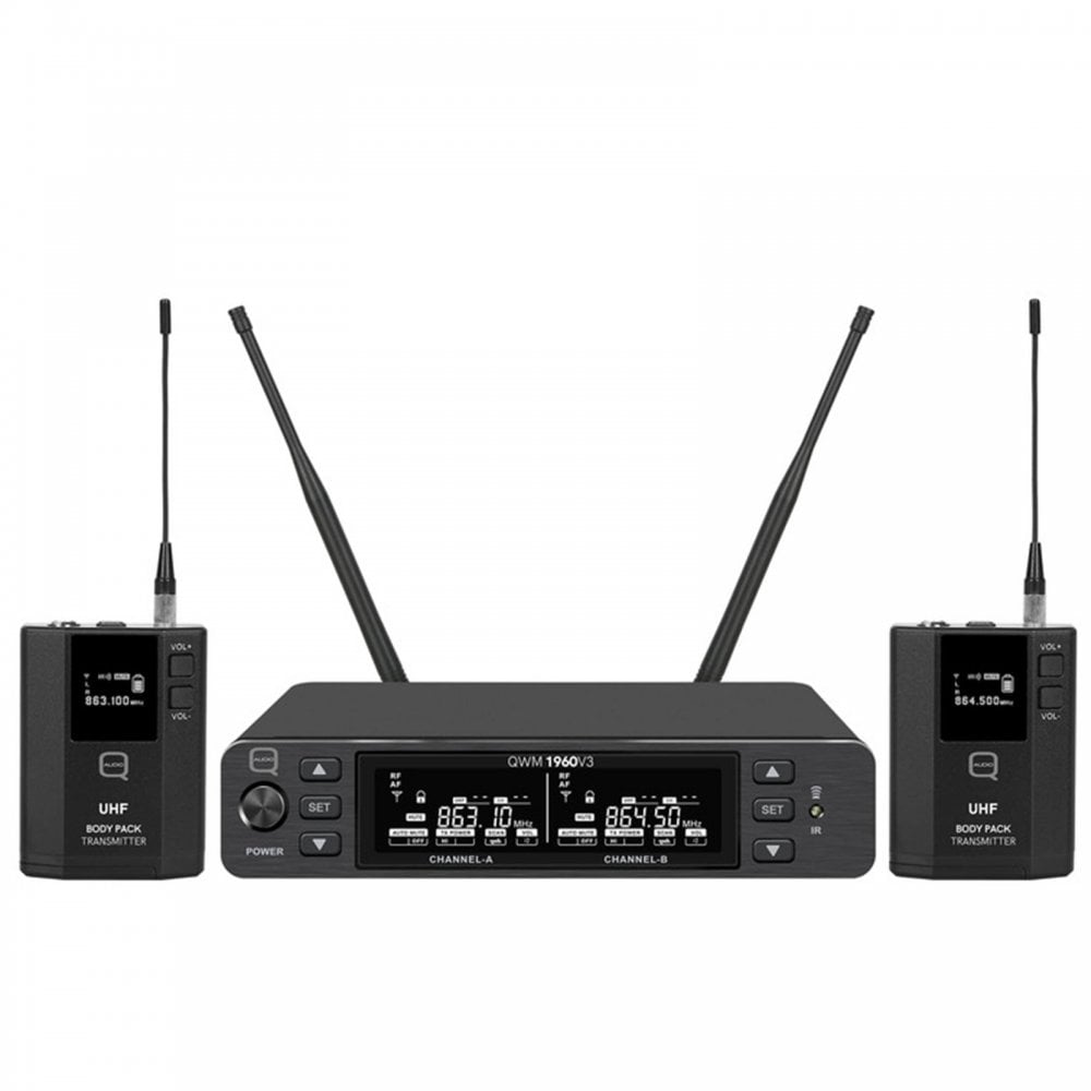 1960V3 Twin UHF Headset Lapel Wireless Radio Microphones CH70