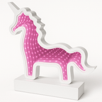 White Wooden Unicorn Infinity Mirror Light