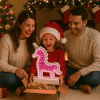White Wooden Unicorn Infinity Mirror Light