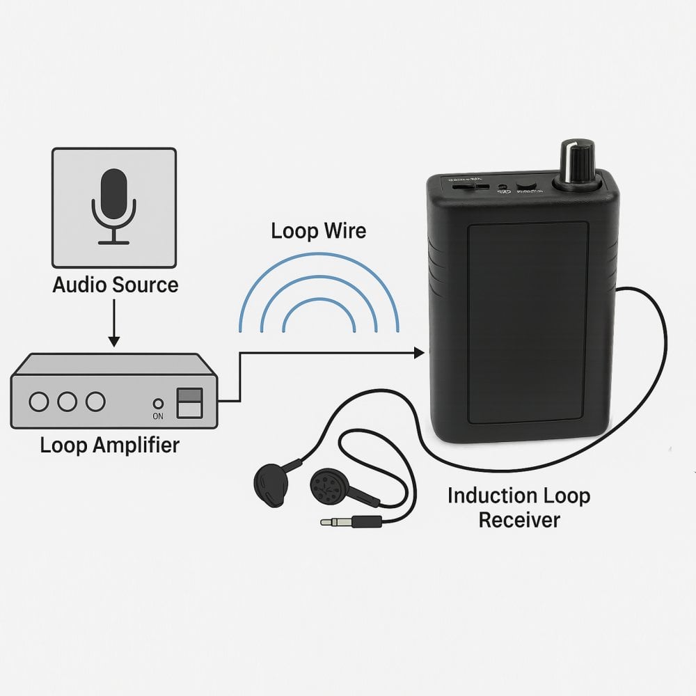 Induction Loop Receiver Belt mount with Earphones