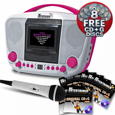 Karaoke Machine Pink with Screen Lights Package