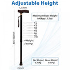 Ergonomic Extending Walking Stick 10 Height Adjustments