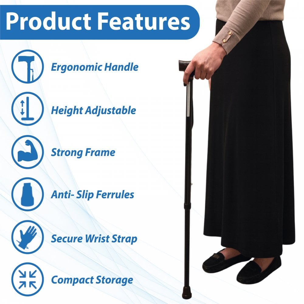 Ergonomic Extending Walking Stick 10 Height Adjustments