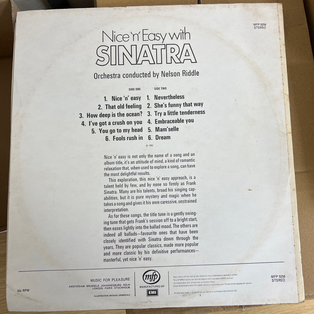 Vinyl Record of Frank Sinatra Title Nice ’n’ Easy with Sinatra