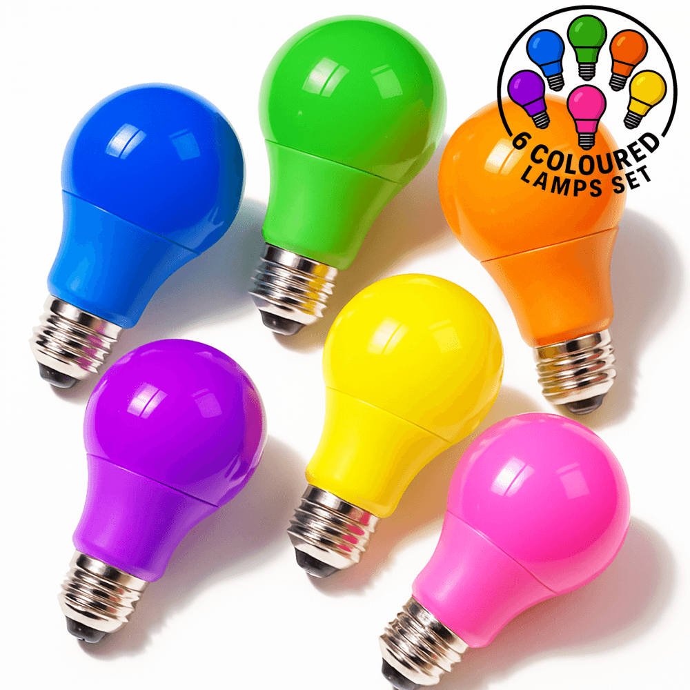 LED GLS ES Light Bulbs 6w Multi Coloured Lamps Festoon Home