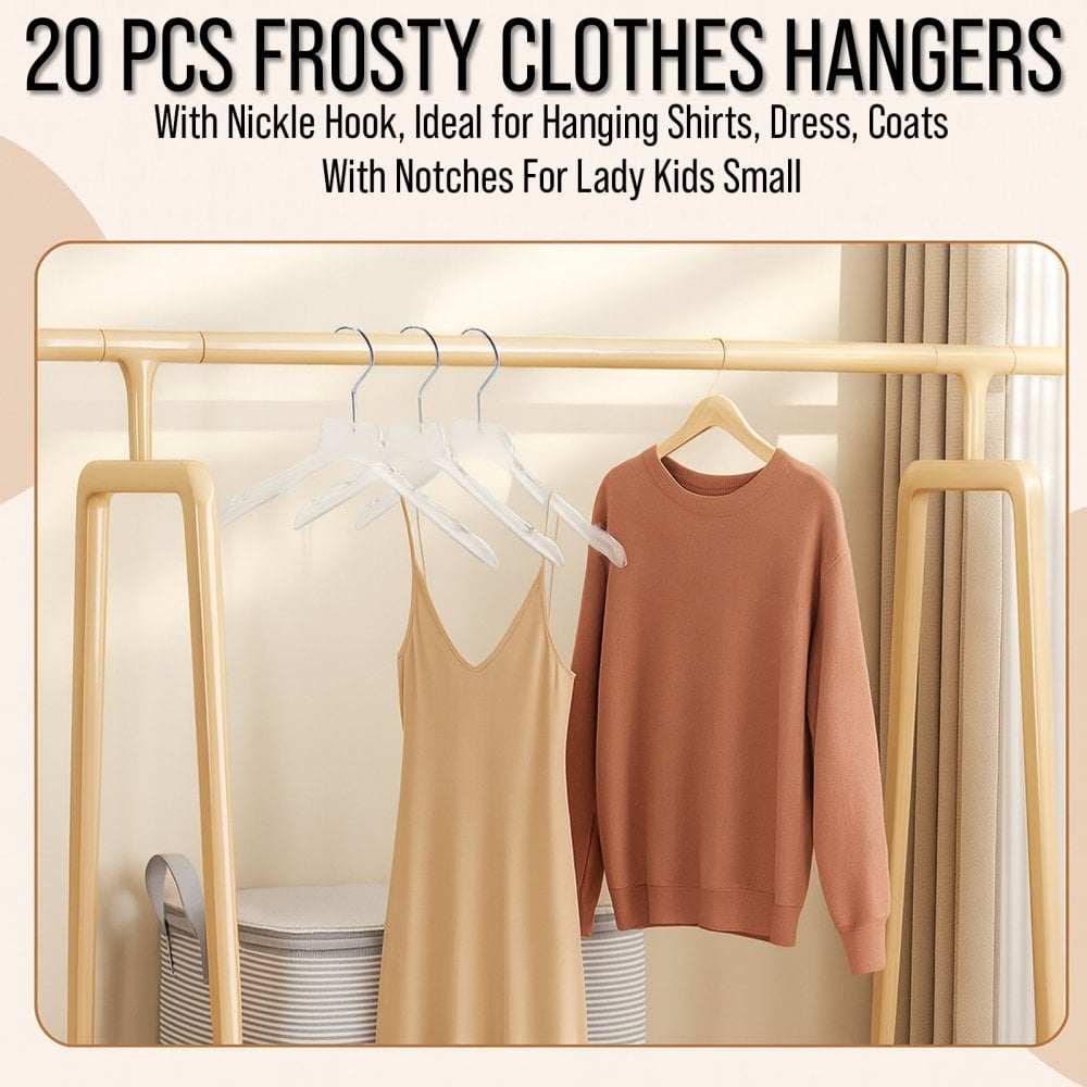20pcs Strong Plastic Clothes Hangers for Tops, Shirts, Dresses