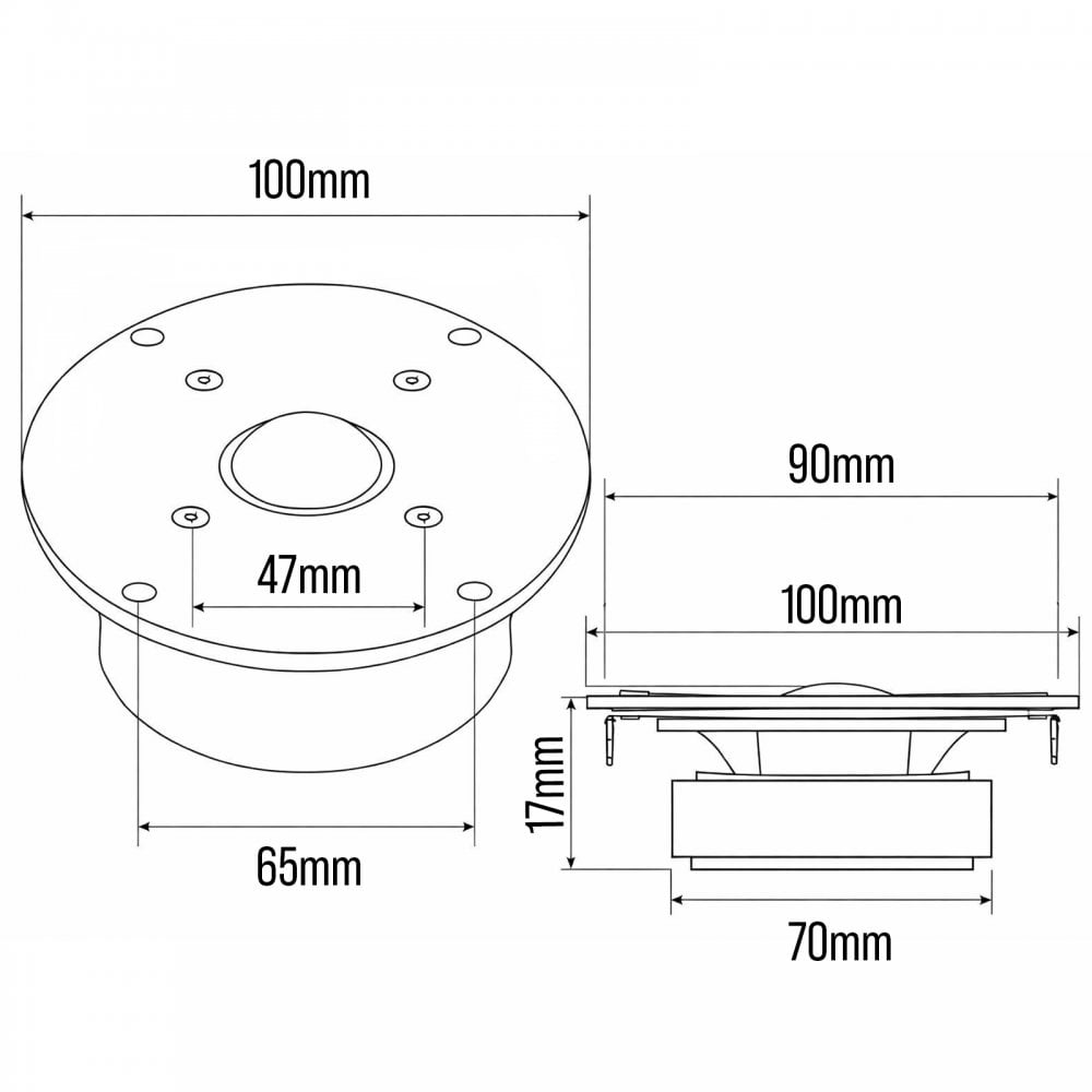 Circular 1"" Caged Dome Tweeter 25w RMS 50w Peak