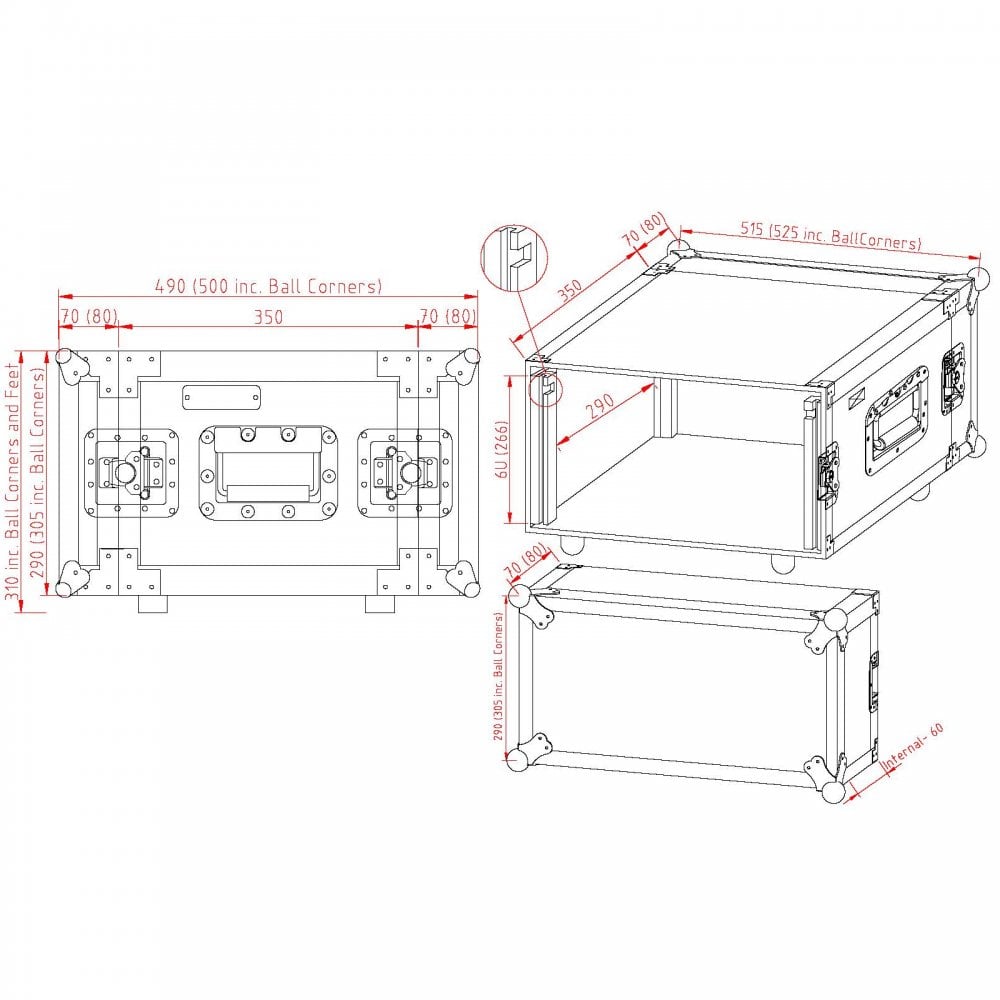 Short Flight Case 6u Shallow Supplied With Fixings