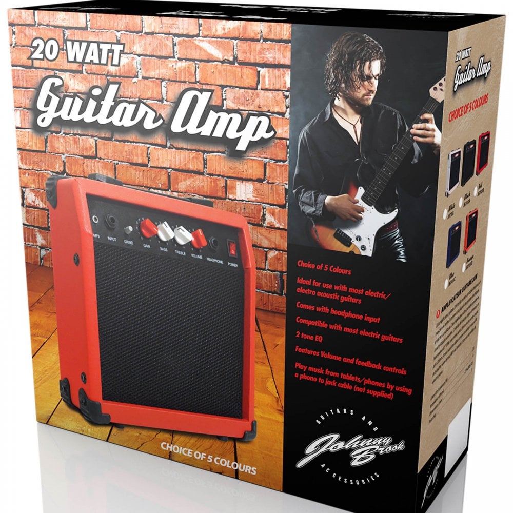 20w Guitar Amplifier with Volume and Feedback Control in Red