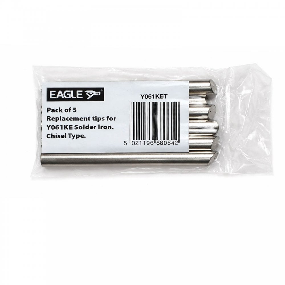 Pack of 5 Replacement Soldering Irons Tips 75 x 6.5mm Chisel