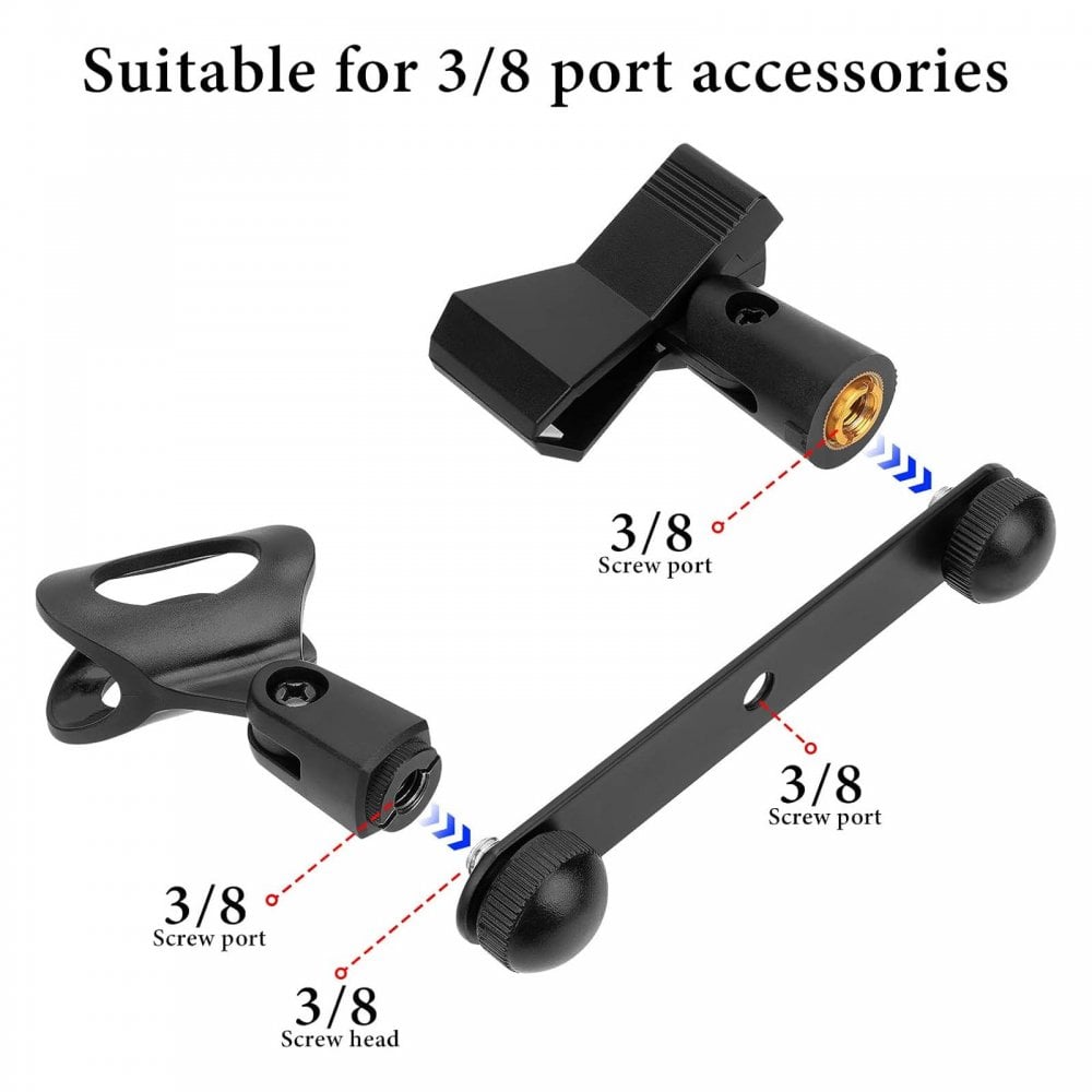 Black Dual Twin Mount Microphone Bar Adaptor