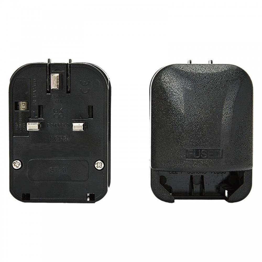 Schuko Earthed Plug Adaptor 13A Euro Socket to UK Plug 13A Fused