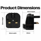 Europlug Non-Earthed Plug Adaptor 13A Euro Socket to UK Plug 13A Fused