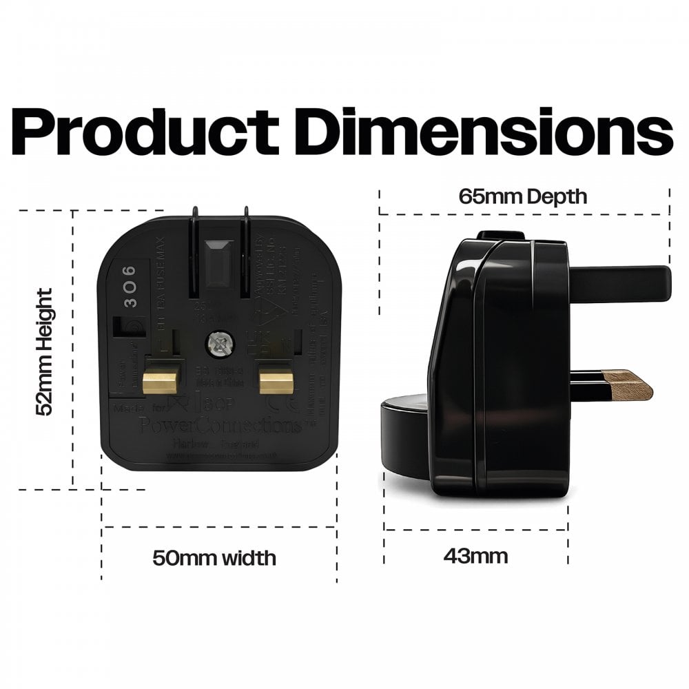 Europlug Non-Earthed Plug Adaptor 13A Euro Socket to UK Plug 13A Fused