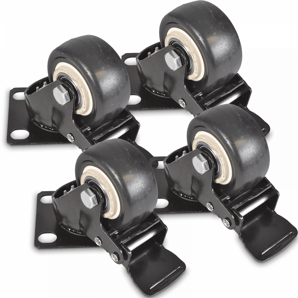 4x Braked Castor Wheels for Racks Cases
