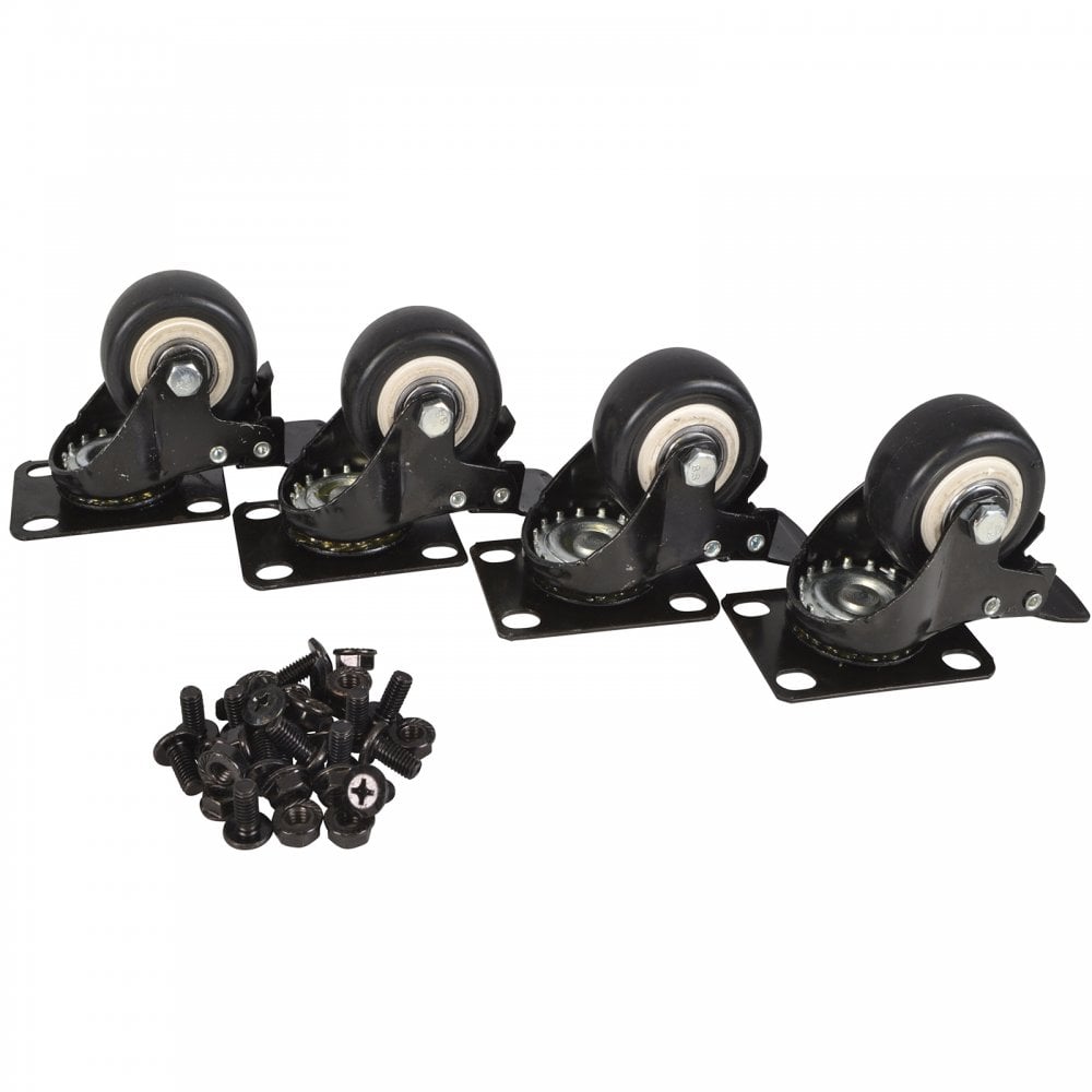 4x Braked Castor Wheels for Racks Cases