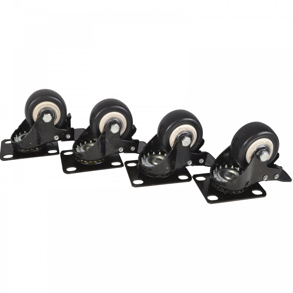 4x Braked Castor Wheels for Racks Cases