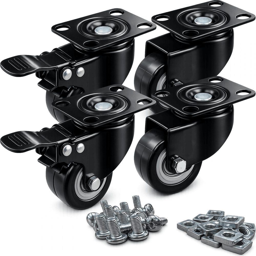Swivel Castor Wheels 2 Brake Set of 4