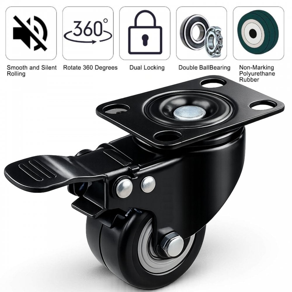 Swivel Castor Wheels 2 Brake Set of 4
