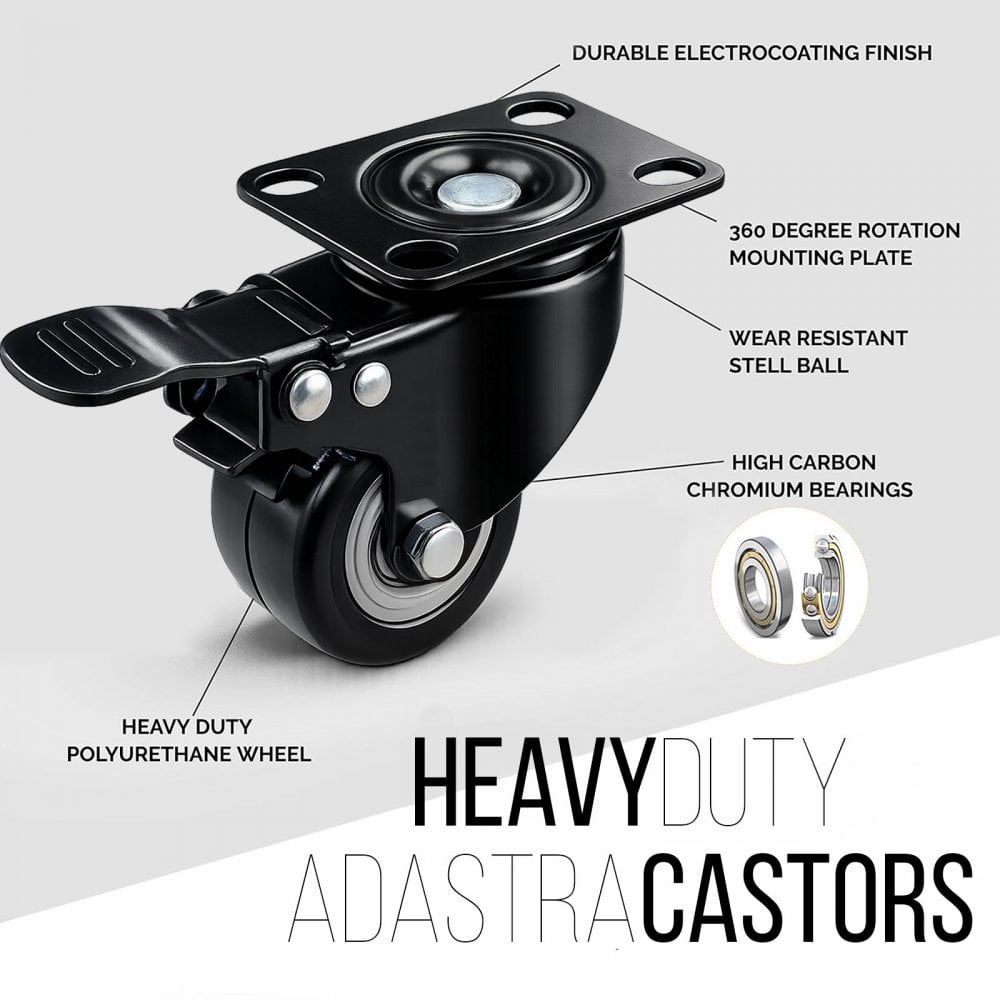 Swivel Castor Wheels 2 Brake Set of 4