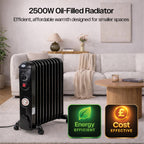 11 Fin Oil Filled Radiator 2.5kW with Timer Black