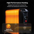 11 Fin Oil Filled Radiator 2.5kW with Timer Black