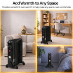 11 Fin Oil Filled Radiator 2.5kW with Timer Black