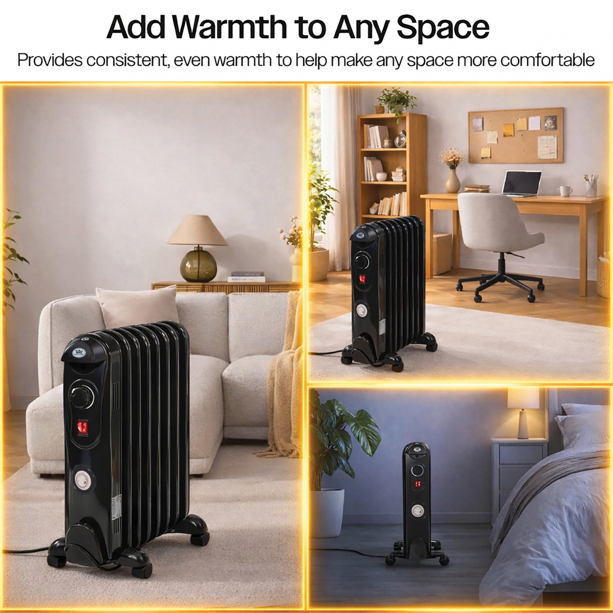 11 Fin Oil Filled Radiator 2.5kW with Timer Black