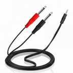 3.5mm Stereo Plug to 2 x 6.3mm Mono Plugs Lead