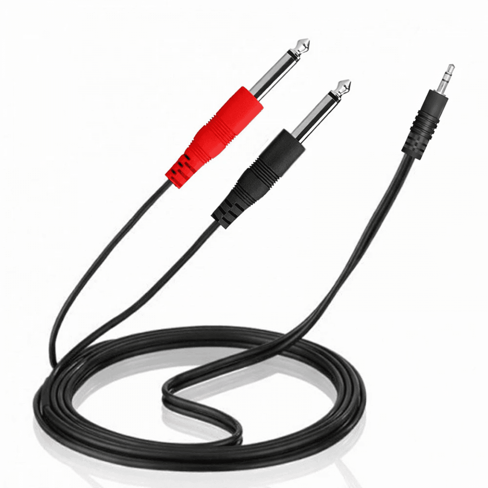3.5mm Stereo Plug to 2 x 6.3mm Mono Plugs Lead