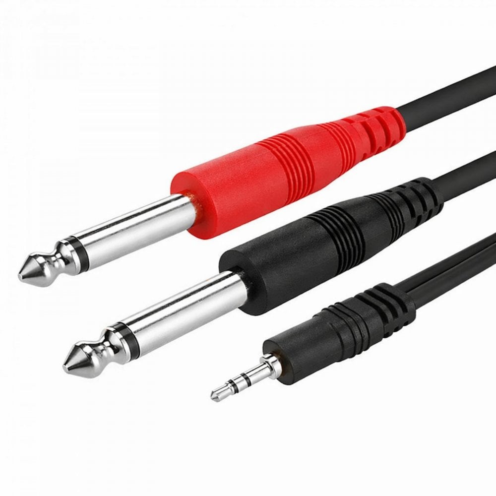 3.5mm Stereo Plug to 2 x 6.3mm Mono Plugs Lead