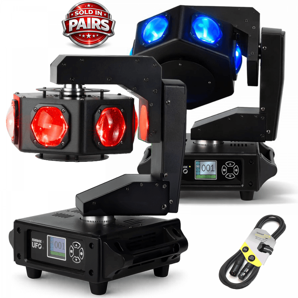 Equinox DJ UFO Lighting Effect Moving Head PAIR inc Lead