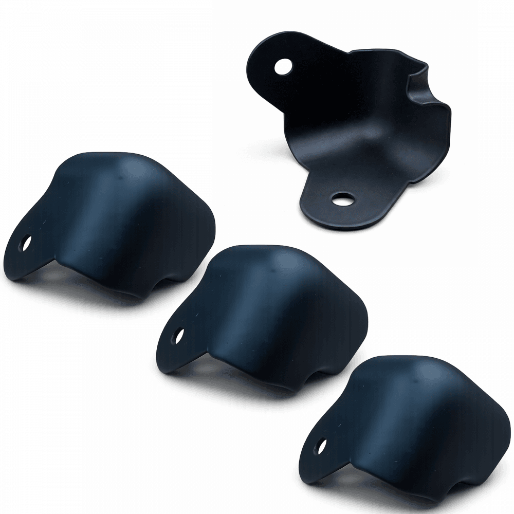 4 Matt Black Metal Ball Corners with 2 Mounting Legs