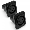 3 Pin XLR Female Chassis Socket Black Twin Pack