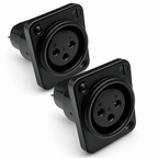3 Pin XLR Female Chassis Socket Black Twin Pack