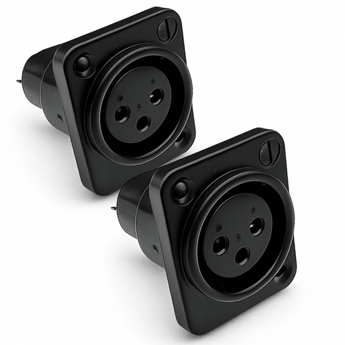 3 Pin XLR Female Chassis Socket Black Twin Pack