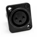 3 Pin XLR Female Chassis Socket Black Twin Pack