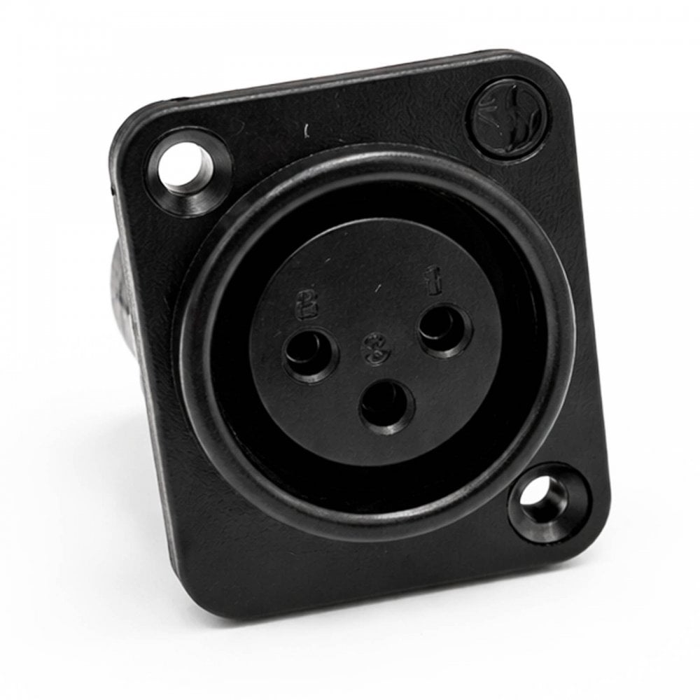 3 Pin XLR Female Chassis Socket Black Twin Pack