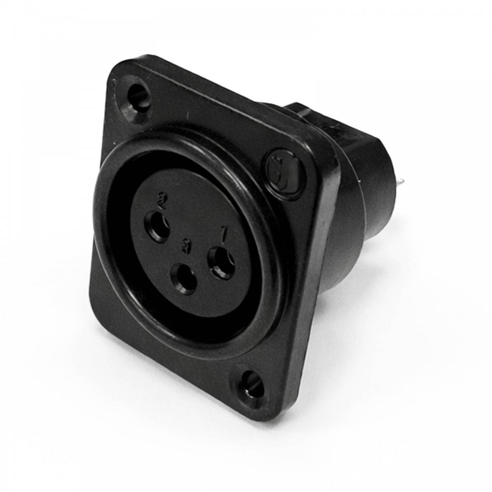 3 Pin XLR Female Chassis Socket Black Twin Pack