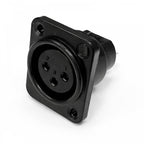 3 Pin XLR Female Chassis Socket Black Twin Pack